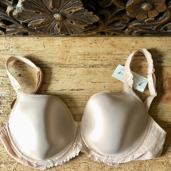New NWT Simone Perele Caressance 3D Plunge Bra Nude Peau Rose 34F - Picture 9 of 16